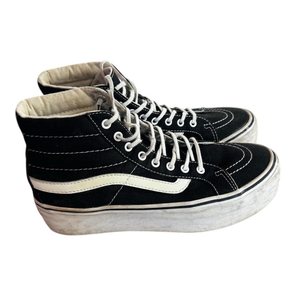 Vans Mens  - Black and White High Top Skateboard Shoes - Size 6.5